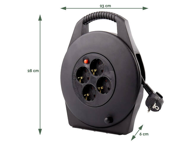 Kabelhaspel BRASQ  4 voudig 15 meter zwart