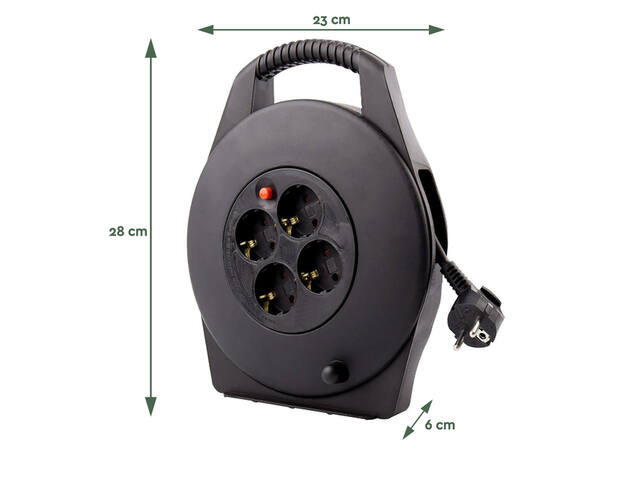 Kabelhaspel BRASQ  4 voudig 10 meter zwart