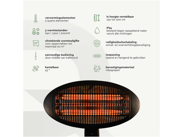 Terrasverwarmer BRASQ staand elektrisch