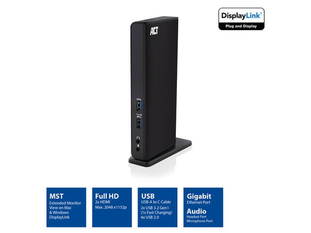 USB-C docking station voor 1 HDMI USB A/C Netwerk