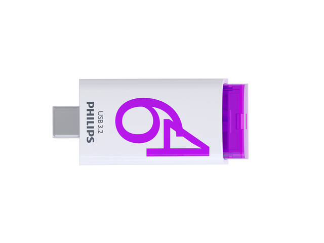 USB stick 3.2 Philips Click USB-C 64GB paars