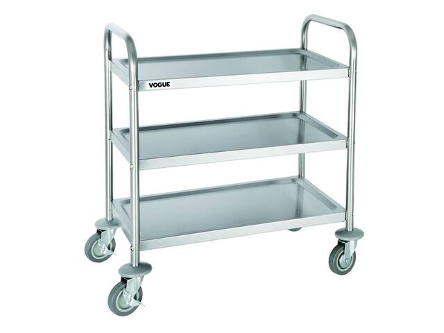 Serveerwagen Vogue met 3 plateaus 82.5x71 cm RVS