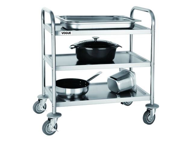 Serveerwagen Vogue met 3 plateaus 82.5x71 cm RVS