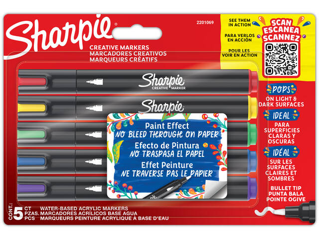 Creatieve marker Sharpie  5st assorti