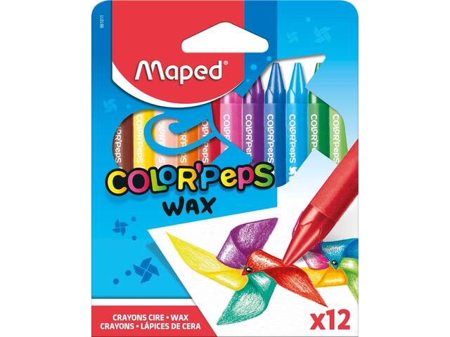 Waskrijt Maped Color Peps Wax set a 12 kleuren
