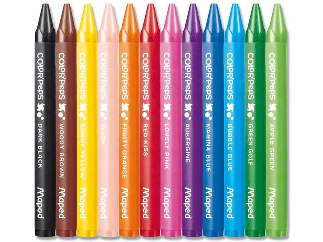 Waskrijt Maped Color Peps Wax set a 12 kleuren