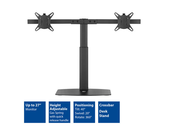 Monitorarm office gasveer crossbar 2 schermen