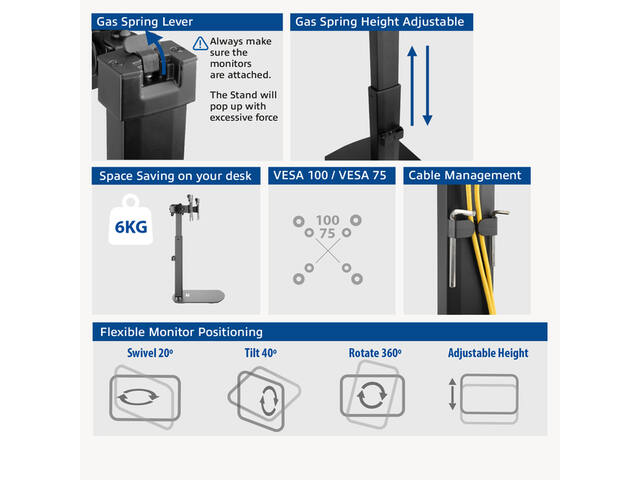 Monitorarm office gasveer crossbar 2 schermen