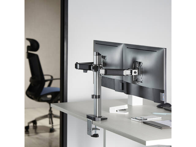Monitorarm office 2 schermen zilver