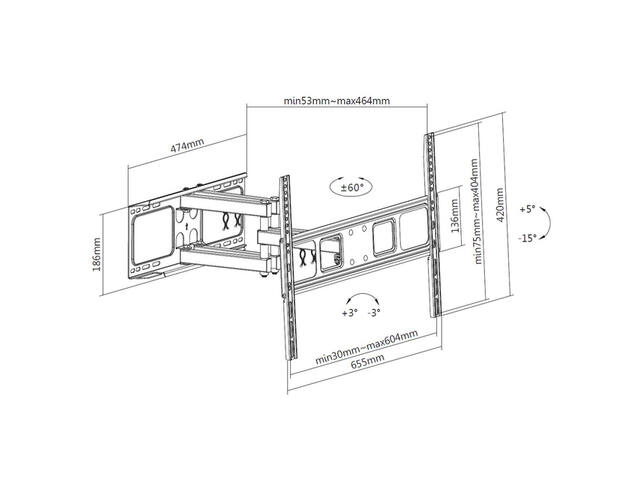 Full motion tv wandsteun 37 tot 70 inch VESA