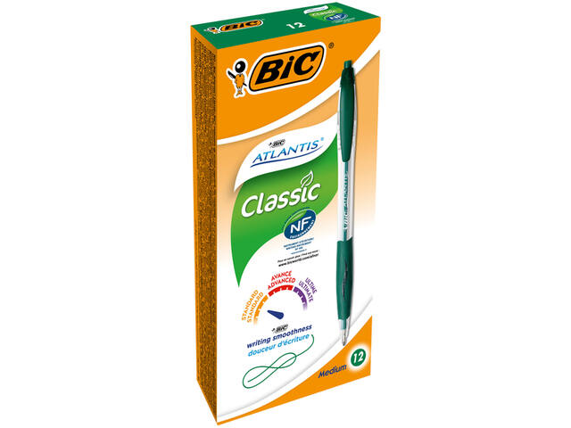 Balpen Bic Atlantis classic grip clic M groen