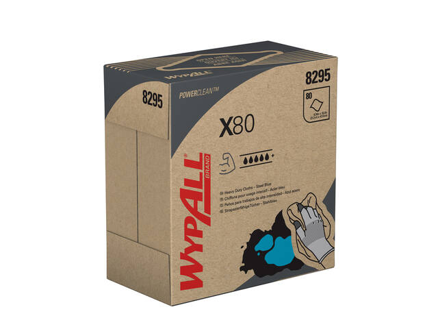 Poetsdoek WypAll X80 Powerclean 426x212mm blauw