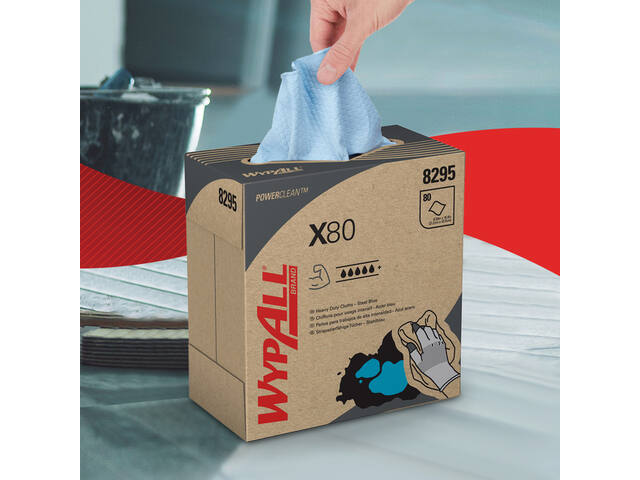 Poetsdoek WypAll X80 Powerclean 426x212mm blauw
