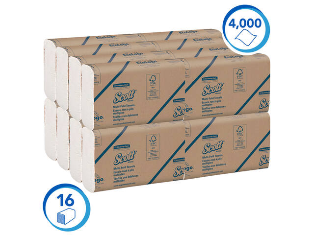 Handdoek Scott1-laags 230x235mm 16x250st wit 1804