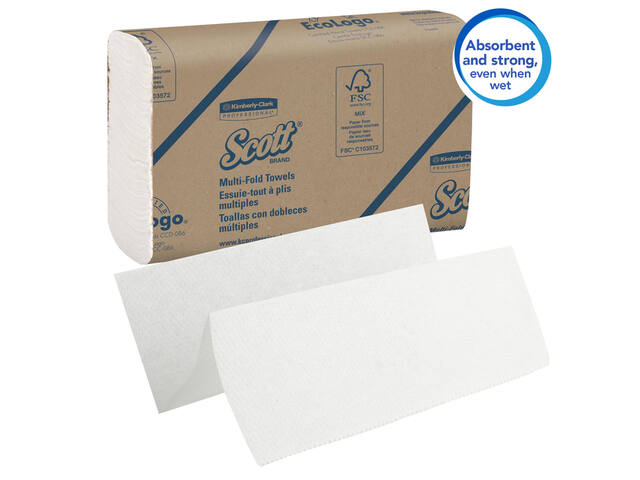 Handdoek Scott1-laags 230x235mm 16x250st wit 1804