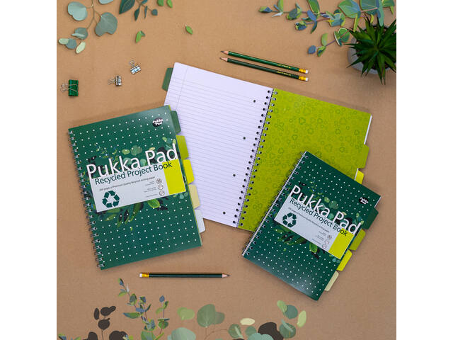 Projectboek Pukka Recy A4 lijn 4-g 200pag 80gr gn