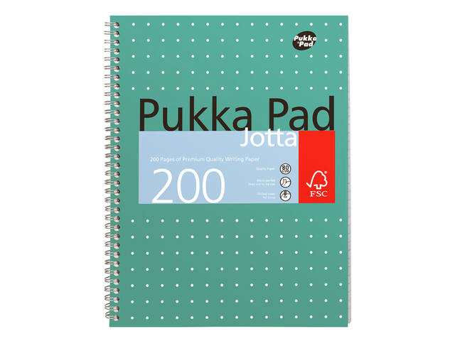 Collegeblok Pukka Jotta A4 lijn 4-g 200pag 80gr gn