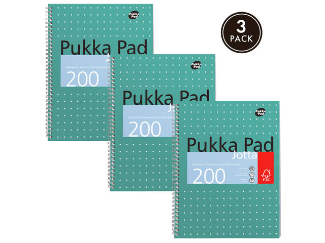 Collegeblok Pukka Jotta A4 lijn 4-g 200pag 80gr gn