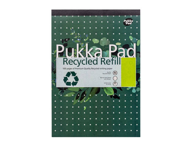 Schrijfblok Pukka A4 lijn 4-gaats 100 vel 80gr
