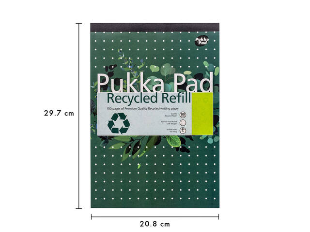 Schrijfblok Pukka A4 lijn 4-gaats 100 vel 80gr