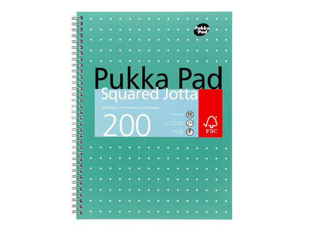 Collegeblok Pukka Jotta A4 rt 5x5 4-g 200pags gn