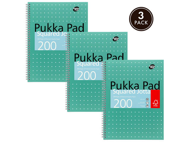 Collegeblok Pukka Jotta A4 rt 5x5 4-g 200pags gn