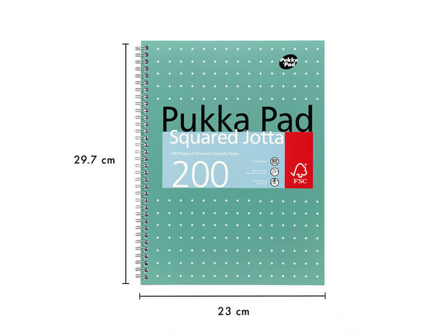 Collegeblok Pukka Jotta A4 rt 5x5 4-g 200pags gn