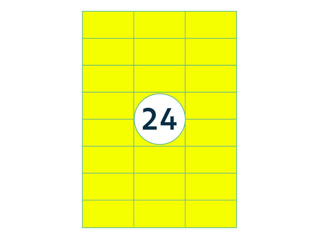 Etiket Rillprint 70x37mm fluor geel 2400st