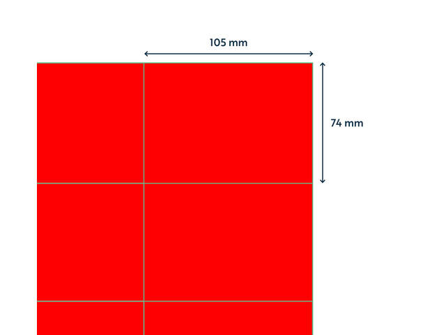 Etiket Rillprint 105x74mm fluor rood 800st