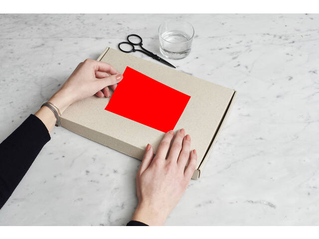 Etiket Rillprint 70x37mm fluor rood 2400st