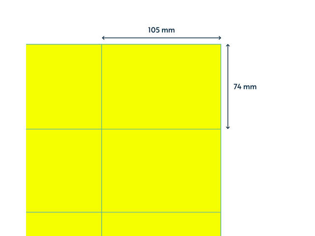 Etiket Rillprint 105x74mm fluor geel 800st