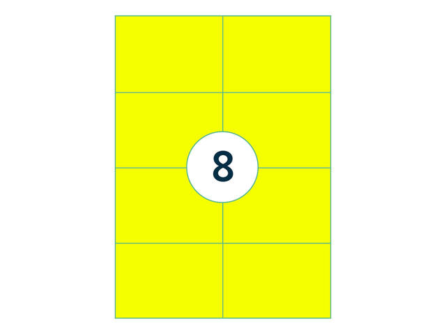 Etiket Rillprint 105x74mm fluor geel 800st
