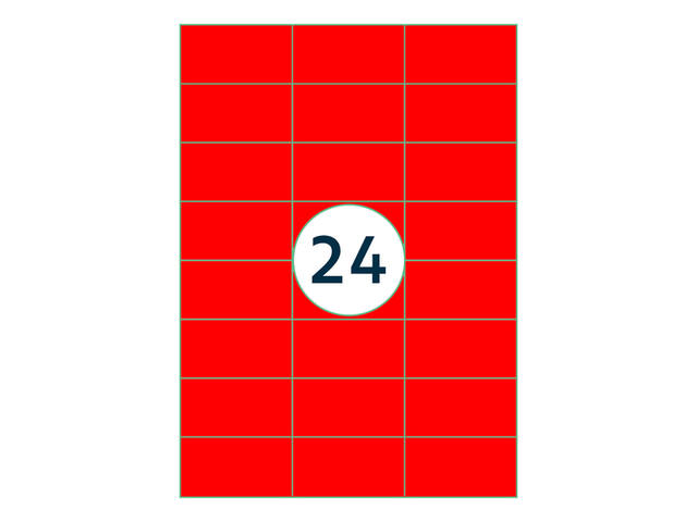 Etiket Rillprint 70x37mm fluor rood 2400st