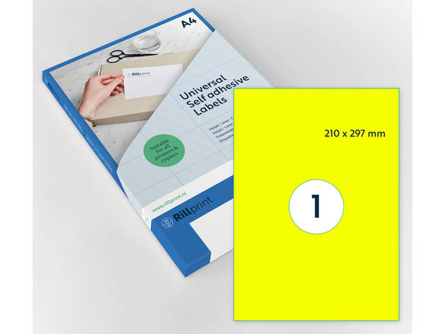 Etiket Rillprint 210x297mm fluor geel 100st