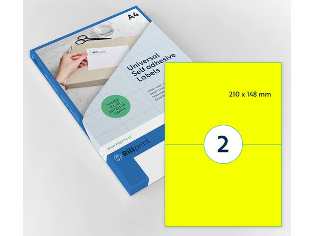 Etiket Rillprint 210x148mm fluor geel 200st