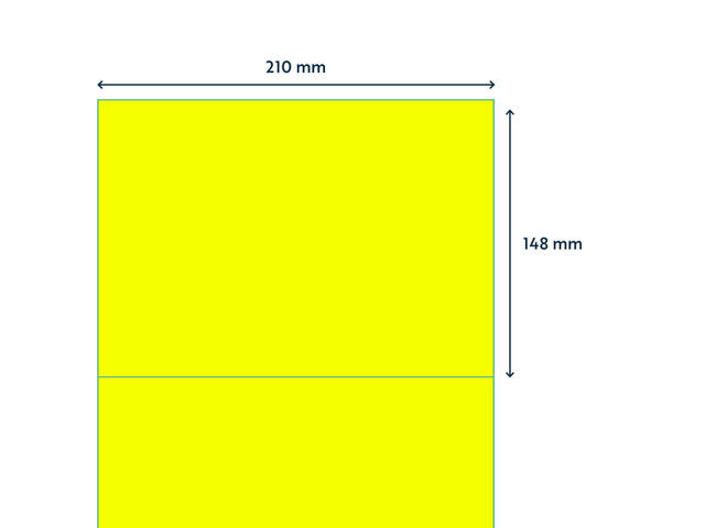 Etiket Rillprint 210x148mm fluor geel 200st
