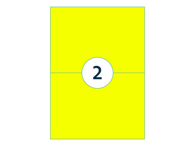 Etiket Rillprint 210x148mm fluor geel 200st
