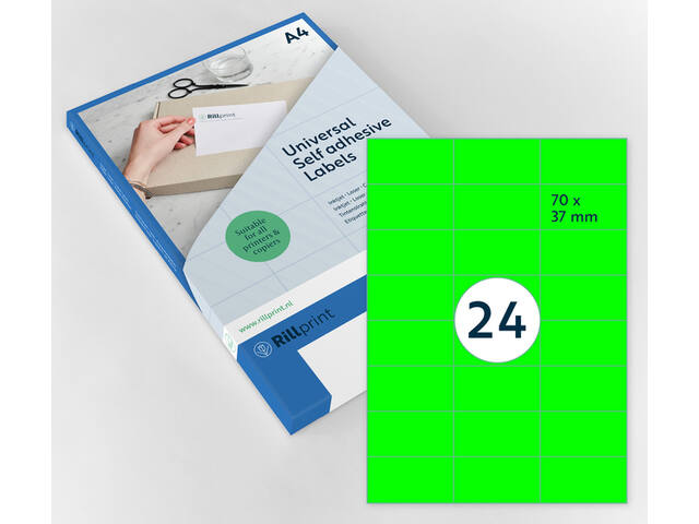 Etiket Rillprint 70x37mm fluor groen 2400st