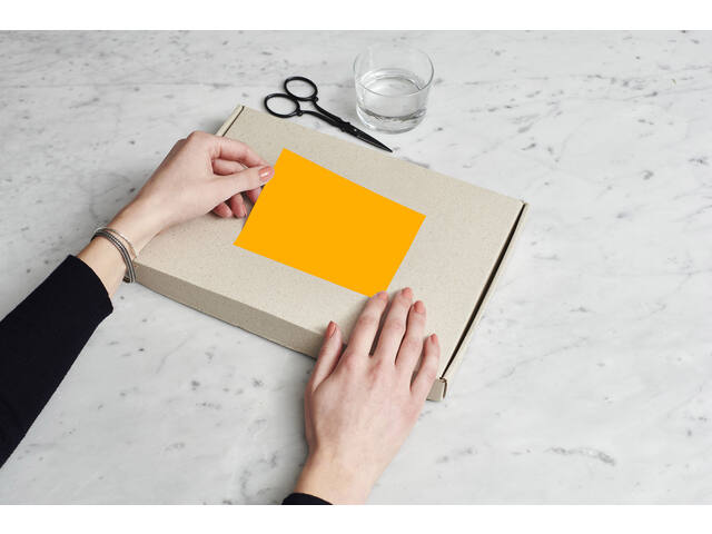 Etiket Rillprint 70x37mm fluor oranje 2400st