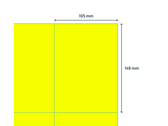 Etiket Rillprint 105x148mm fluor geel 400st