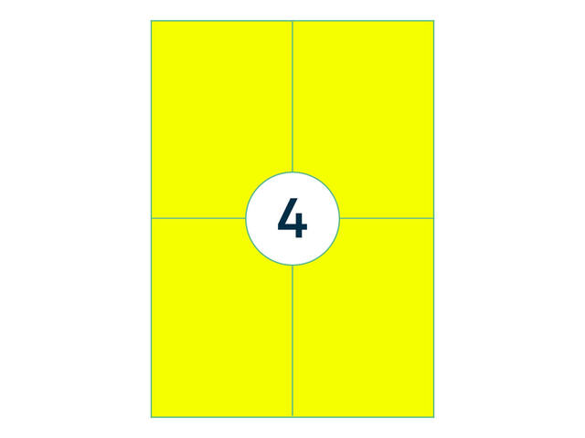 Etiket Rillprint 105x148mm fluor geel 400st