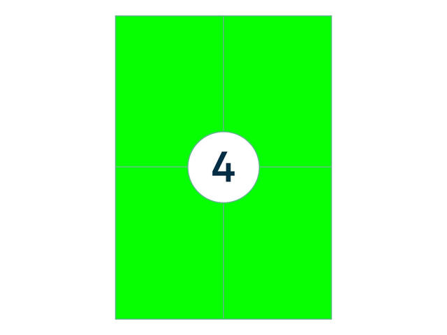 Etiket Rillprint 105x148mm fluor groen 400st