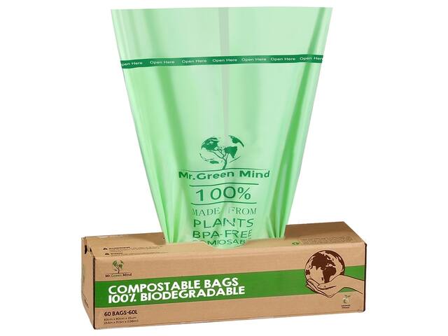 Afvalzak bio Mr.Green Mind 60x80cm 60L dispenser