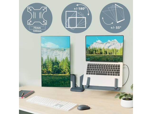 Monitor en laptoparm Leitz Ergo donkergrijs