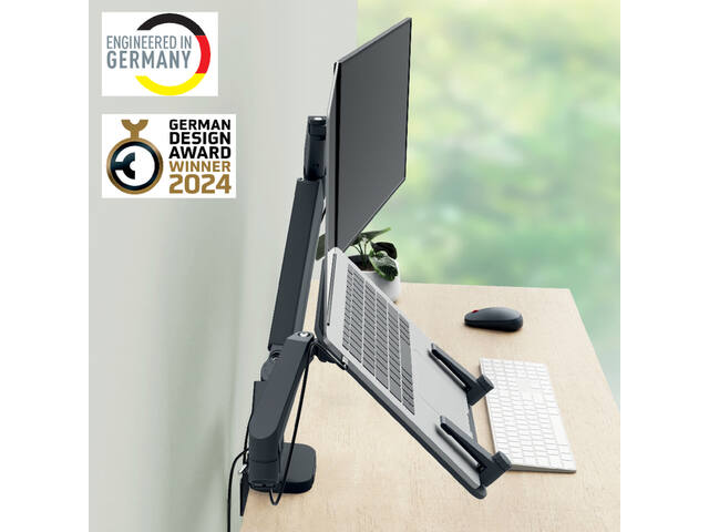 Monitor en laptoparm Leitz Ergo donkergrijs