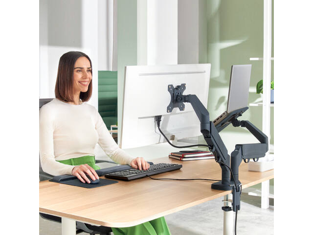 Monitor en laptoparm Leitz Ergo donkergrijs