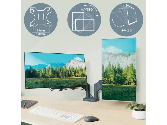 Monitorarm Leitz Ergo ruimtebesparend dubbel