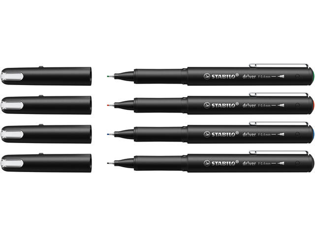 Fineliner STABILO dr.ver fijn assorti 4 stuks