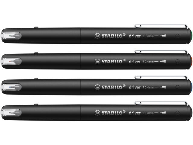 Fineliner STABILO dr.ver fijn assorti 4 stuks