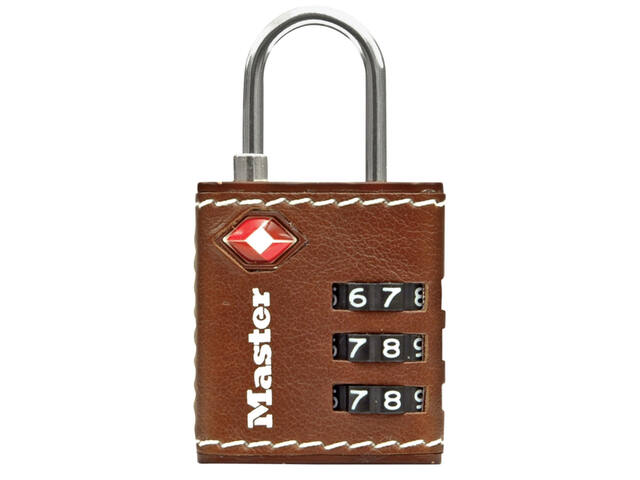 Hangslot Masterlock 3-cijfer TSA 30 mm bruin leer